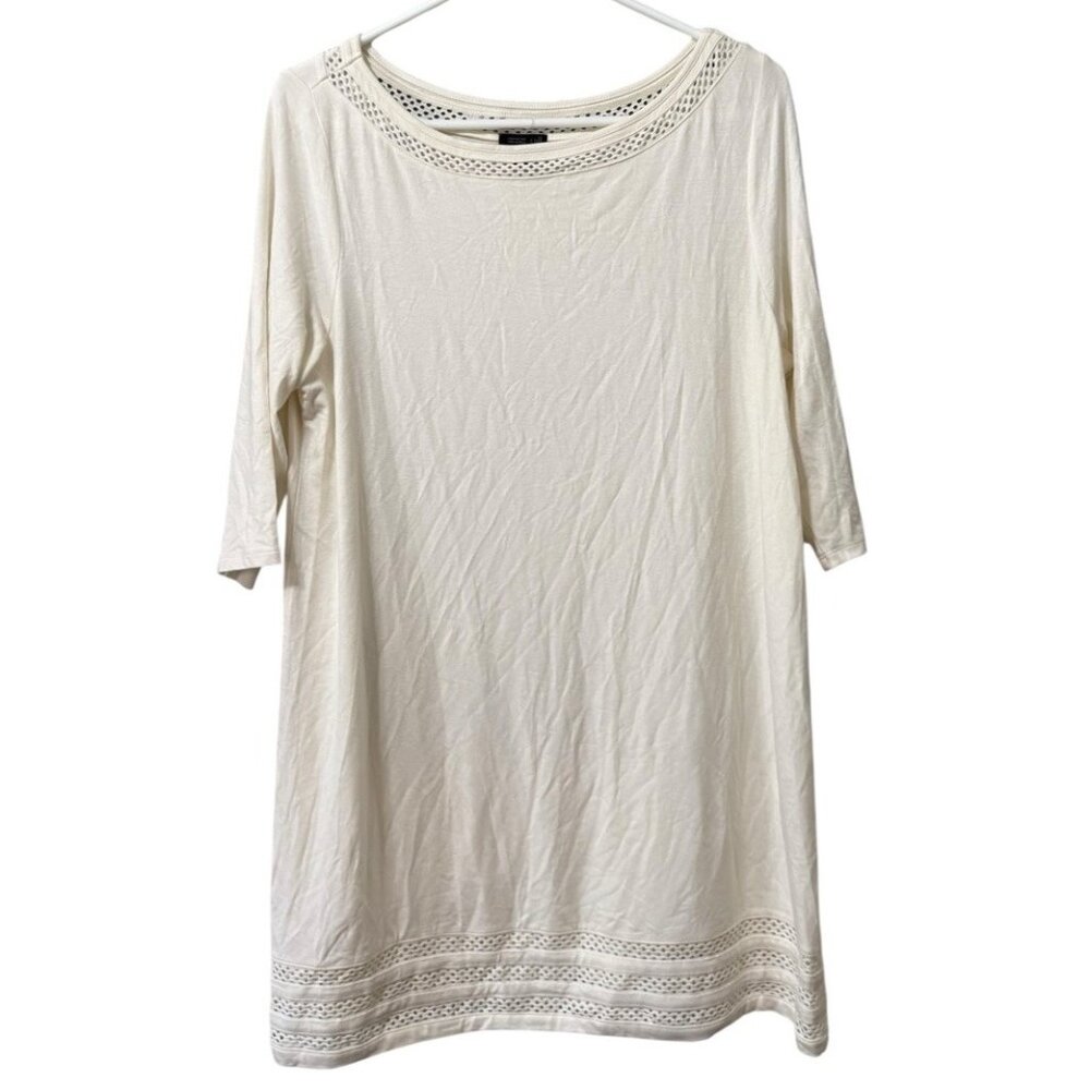J Jill Wearever Collection Women Tunic Top Size Medium Crocheted Stretch Office